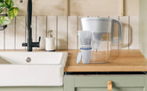 Brita Refillable Water Filtration System with White Tahoe Water Pitcher and 1 Refillable Filter