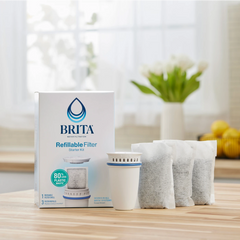 Brita Refillable Water Filtration Starter Kit with 1 Reusable Filter Shell and 3 Filter Refills