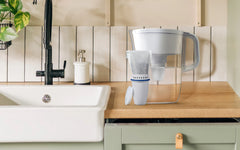 Brita Refillable Water Filtration System with White Tahoe Water Pitcher and 1 Refillable Filter